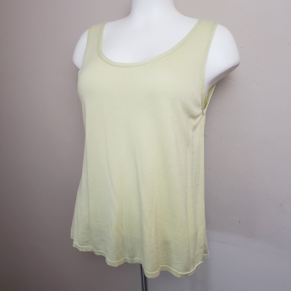 Eileen Fisher Tank Top Womens Lemongrass Green Silk Cotton Shell Sleeveless Sz M